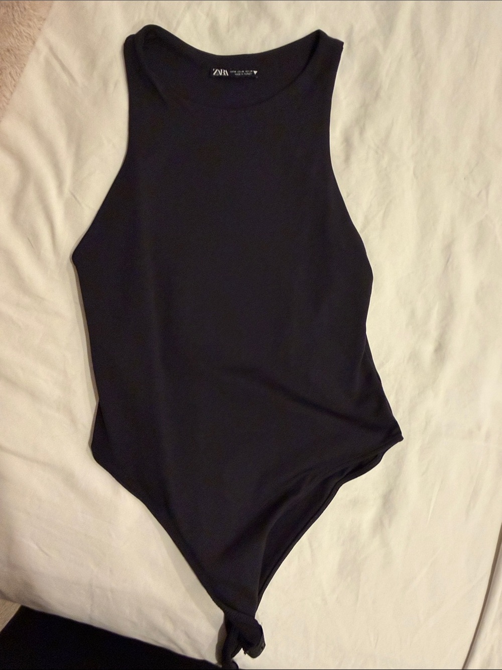 ZARA Black Ribbed Girls' High-Neck One-Piece Bodysuit